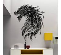 Décoration Murale en métal représentant Un Dragon, Une Grande créature Mythique, idéale pour Le Salon, la Salle de Jeux, Le Bureau ou la Maison (Noir,