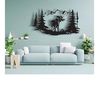 Décoration Murale en métal représentant Un Orignal, Style Rustique, Sculpture Suspendue sur Le thème de la Nature pour Le Salon, Le Bureau ou la Maison, pour Les Amoureux des Animaux (90