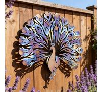 Décoration Murale en Métal Représentant Un Paon Coloré, 80 Cm, Métal Coloré à Chaud Et Fait Main, Sculpture Murale Suspendue Au Design Animalier Unique, 24inch/60cm