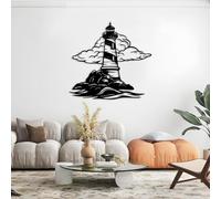 Décoration Murale en métal représentant Un Phare, décoration Nautique océanique pour Pendaison de crémaillère, Sculpture Moderne pour Salon, Chambre, Couloir et escaliers (Noir, 100 x 9