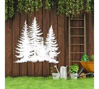 Décoration Murale en métal représentant Un pin, forêt, Nature, pour Le Salon (Blanc, 60 x 60 cm)