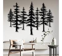 Décoration Murale en métal représentant Un pin Noir, Sculpture Murale en métal représentant Une forêt, Sculpture Moderne d'arbre pour Salon, Chambre, Couloir et escalier (Noir, 48 cm L x 33