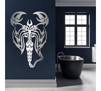 Décoration Murale en métal représentant Un Scorpion Noir, Silhouette Abstraite, idéale pour la Chambre, Le Salon, Le Couloir et Les escaliers. (Argent)