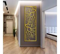 Décoration Murale en métal représentant Une Branche d'arbre Verticale (dorée, 47 x 16 cm).