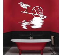 Décoration Murale en métal représentant Une Branche de héron Noir, Un héron au Coucher du Soleil et des Quenouilles, Une Sculpture Moderne représentant Un Oiseau des Marais, idéale pour Le s