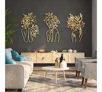 Décoration murale en métal représentant une femme abstraite et une fleur, ligne féminine, œuvre d'art minimaliste, sculpture moderne pour salon, chambre, couloir et escaliers, cadeau nature pour