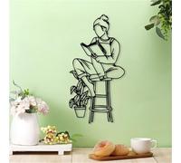 Décoration Murale en métal représentant Une Femme lisant - Silhouette d'une lectrice avec Un Livre Ouvert, en Fer forgé, idéale pour la Maison et la bibliothèque (30 cm / 12 Pouce
