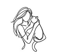 DéCoration Murale En MéTal RepréSentant Une Femme Tenant Un Chat, Art Mural Minimaliste En Forme D'Animal, Sculptures Noires Abstraites En Forme De Chat Pour Salon, Chambre à Coucher, Salle De Bain(Sh