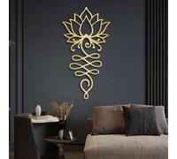 Décoration Murale en métal représentant Une Fleur de Lotus Noire, Sculpture Bouddhiste spirituelle Unalome en métal, Sculpture Moderne en Forme de Lotus pour Salon, Chambre, Couloir et escal