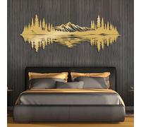 Décoration Murale en métal représentant Une forêt de Montagne Noire, Un Paysage Rustique au Bord d'un lac, Une Sculpture Moderne inspirée de la Nature, idéale pour Le Salon, la Chambre, Le c