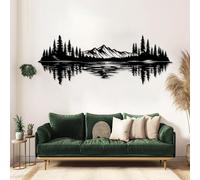 Décoration Murale en métal représentant Une forêt de Montagne Noire, Un Paysage Rustique de Maison au Bord d'un lac, Une Sculpture Moderne décorative inspirée de la Nature, idéale pour Le sa