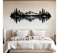 Décoration Murale en métal représentant Une forêt de Montagne Noire, Un Paysage Rustique de Maison au Bord d'un lac, Une Sculpture Moderne décorative inspirée de la Nature, idéale pour Le sa