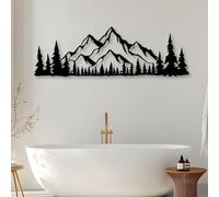Décoration Murale en métal représentant Une Montagne et Une forêt avec des pins et Une Colline, Style Rustique et Naturel pour Le Salon, à Suspendre au Mur (39" x 13" | 100 x 32 cm)