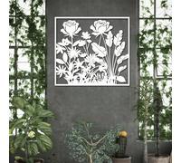 Décoration Murale en métal représentant Une Rose Noire, Style botanique Floral, idéale pour décorer Un Patio, Un Jardin, Un Salon, Une Chambre, Un Couloir ou Un escalier (Noir 76 cm L x 69 c