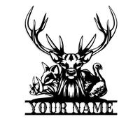 Décoration murale en métal rustique pour extérieur, scène de chasse au cerf personnalisée, panneau de cabane d'élan personnalisé, décoration d'intérieur, cadeau pour chasseurs, Noël, anniversaire de