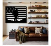 Décoration Murale en métal, Sculpture Murale Drapeau, Soldat, Drapeau Suspendu, décoration Militaire, Salon, Bureau, Chambre (Noir, 35" x 30" / 90 x 7