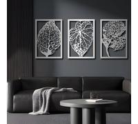 Décoration Murale en métal Sculpture Suspendue en Forme de Feuille Style botanique argentée 76 x 160 cm (30 x 65 Pouces)