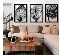 Décoration Murale en métal Sculpture Suspendue en Forme de Feuille Style botanique pour Salon Chambre Salle de Bain ou Bureau Noir 47 x 100 cm (19 x 41 Pouces)