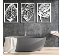 Décoration Murale en métal Sculpture Suspendue en Forme de Feuille Style botanique pour Salon Chambre Salle de Bain ou Bureau Blanc 90 x 190 cm (35 x 74 Pouces)