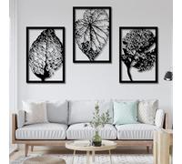 Décoration Murale en métal Sculpture Suspendue en Forme de Feuille Style botanique pour Salon Chambre Salle de Bain ou Bureau Noir 76 x 160 cm (30 x 65 Pouces)