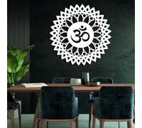 Décoration Murale en métal Sculpture Suspendue Om Mandala Blanche 100 x 100 cm (39 x 39 Pouces) pour Salon ou Chambre