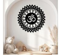 Décoration Murale en métal Sculpture Suspendue Om Mandala Noire 100 x 100 cm (39 x 39 Pouces) pour Salon ou Chambre