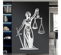 Décoration Murale en métal Sculpture Suspendue représentant la déesse de la Justice Thémis Balance argentée 60 x 43 cm (24 x 17 Pouces)