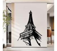 Décoration Murale en métal Sculpture Suspendue représentant la Tour Eiffel et Un Paysage Urbain de Paris pour Salon Chambre ou Bureau Noir 80 x 54 cm (31 x 21 Pouces)