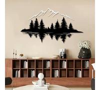 Décoration Murale en métal Sculpture Suspendue représentant Une Montagne et Une Colline pour Salon ou Chambre Noir 76 x 43 cm (30 x 17 Pouces)