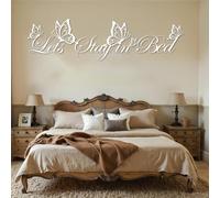 Décoration Murale en métal Sculpture Suspendue Restons au lit Inscription pour Salon ou Chambre Blanc 135 x 36 cm (53 x 14 Pouces)