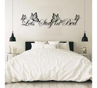 Décoration Murale en métal Sculpture Suspendue Restons au lit Inscription pour Salon ou Chambre Noir 121 x 32 cm (48 x 13 Pouces)