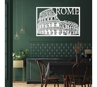 Décoration Murale en métal Style Minimaliste Moderne, représentant Le Colisée de Rome, l'art, l'architecture européenne de l'Italie Antique et l'histoire (Blanc, 90 x 60 cm).