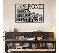 Décoration Murale en métal, Style Minimaliste Moderne, représentant Le Colisée de Rome, l'art, l'architecture européenne de l'Italie Antique et l'histoire (Noir, 90 x 60 cm).