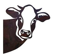 Décoration Murale en Métal Vache, Art Extérieur Ferme Lorgnant, Résistant Aux Intempéries en Fer Forgé, Signe Jardin Extérieur