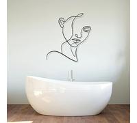 Décoration Murale en métal : Visage de Femme, Art linéaire, Style bohème, à Suspendre (Noir, 76 x 67,5 cm)