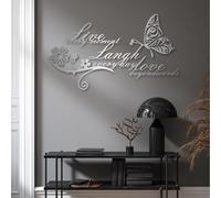 Décoration Murale en métal « Vivre, Rire, Aimer », Citation inspirante pour Le Salon, la Chambre, la Salle de Bain ou la Cuisine (Argent, 150 cm L x 8