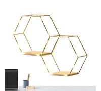 Décoration murale en nid d'abeille avec lumières - Étagère murale hexagonale flottante géométrique - Étagères décoratives en bois pour chambre à coucher, cuisine, salle de bain et bureau - Peu