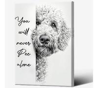 Décoration murale en noir et blanc pour salle de bain : Goldendoodle « Tu ne feras plus jamais pipi seul » - Affiche sur toile - Impression esthétique - Décoration bain (30 x 40 cm/sans cadre)