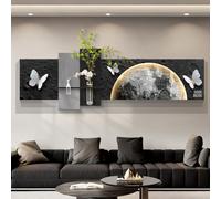 Décoration Murale en Pierre de Sable 3D Planète avec Lumière LED,Peinture Sculptée de Luxe,Alimentation sur Prise,Sculptures Murales Suspendues Créatives pour Entrée(D,40*120cm/15.7*47.2in)