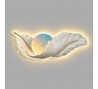 Décoration Murale en Plumes Grand Format avec Lumières LED,DéCoration Murale 3D,Art Mural 3D Et Horloge Moderne - Décor D'Intérieur pour Salon,Bureau Et Chambre(D,90 * 30cm)