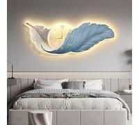 Décoration Murale en Plumes Grand Format avec Lumières LED,DéCoration Murale 3D,Art Mural 3D Et Horloge Moderne - Décor D'Intérieur pour Salon,Bureau Et Chambre(C,90 * 30cm)