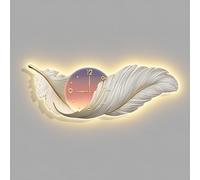 Décoration Murale en Plumes Grand Format avec Lumières LED,DéCoration Murale 3D,Art Mural 3D Et Horloge Moderne - Décor D'Intérieur pour Salon,Bureau Et Chambre(E,90 * 30cm)