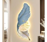 Décoration Murale en Plumes Grand Format avec Lumières LED,DéCoration Murale 3D,Art Mural 3D Et Horloge Moderne - Décor D'Intérieur pour Salon,Bureau Et Chambre(F,90 * 30cm)