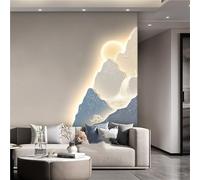 Décoration Murale en Porcelaine Cristal avec éclairage LED, Paysage 3D pour entrée ou Salon, Bleu, 90 x 135 cm