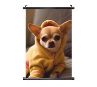 Décoration murale en PVC avec motif chihuahua déprimé - 40 x 60 cm - Facile à accrocher et résistant à la décoloration - Décoration murale pour la maison, le bureau et les cadeaux