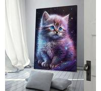 Décoration murale en toile représentant un adorable chaton de la galaxie, pour chambre à coucher, pour adolescentes, femmes, salon, 40 x 60 cm