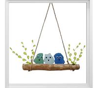 Décoration murale en verre de mer - Ornements décoratifs, perchoir à oiseaux - Œuvre d'art pour mur - Pour balcon, jardin, terrasse, porche, cour, salon, chambre à coucher, intérieur et extérieur