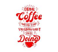 Décoration murale en vinyle boire du café et faire semblant de savoir ce que l'on fait (citations sur le café) 57.6x96.8cm Décoration artistique Rouge