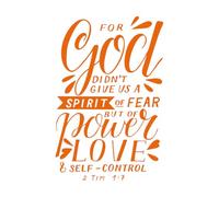 Décoration murale en vinyle Calligraphie manuscrite avec un verset biblique que Dieu ne nous a pas donné 57.6x87.8cm Multicolore Orange