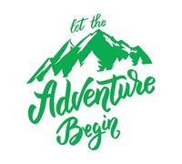 Décoration murale en vinyle Citation : Que l'aventure commence ! Montagnes 54x57.1cm Auto-adhésif Vert